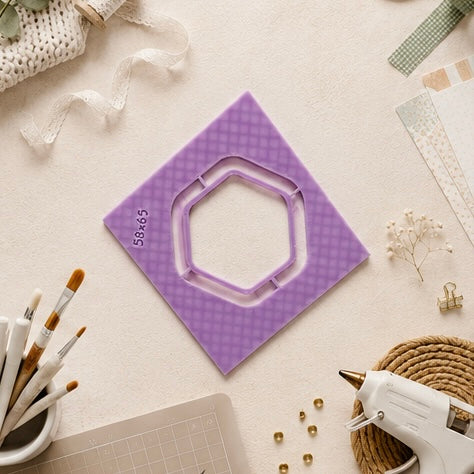 Button-Schablone 58 x 65 mm Hexagon für Buttonpressen